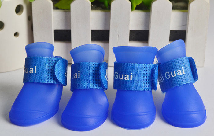 Soft silicone pvc pet waterproof rain boots dog shoes dog rain boots candy color 4 packs/sets multi-color optional