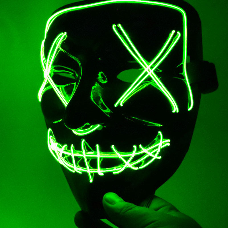 Spot Amazon Halloween EL glow mask Black light cold mask KTV dance party led mask