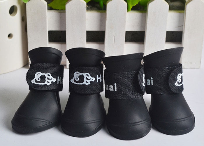 Soft silicone pvc pet waterproof rain boots dog shoes dog rain boots candy color 4 packs/sets multi-color optional