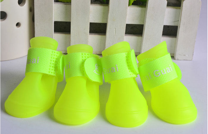 Soft silicone pvc pet waterproof rain boots dog shoes dog rain boots candy color 4 packs/sets multi-color optional