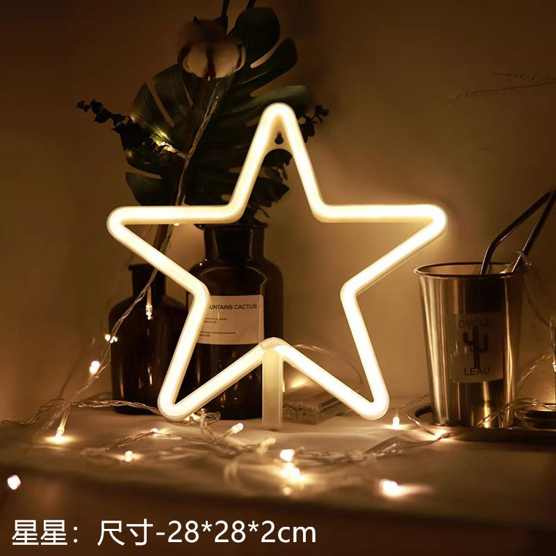 Luci al neon a LED con luci a forma di Cuore , Fulmine ,Fenicottero , Cactus ecc...