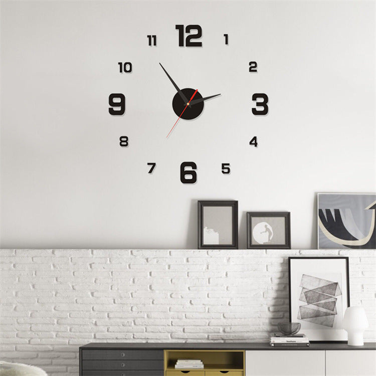 Punch-free European-style creative digital clock living room bedroom wall sticker clock acrylic mute large DIY wall clock