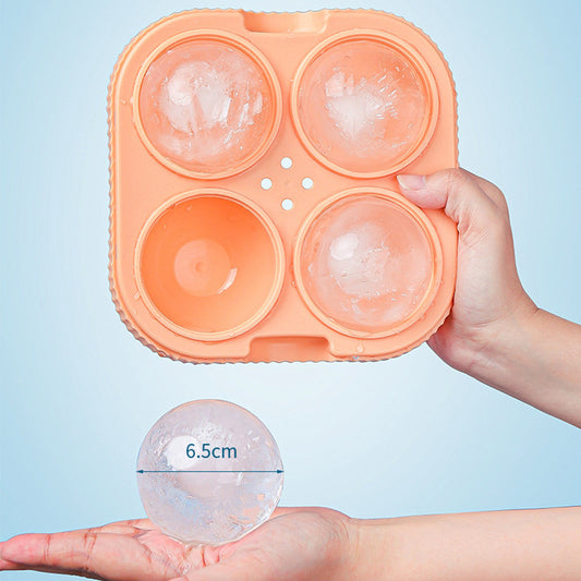 Large Whiskey Ice Hockey Maker Mold Round 4 Grids Home Commercial Silicone Ice Cube Ice Box Food Grade