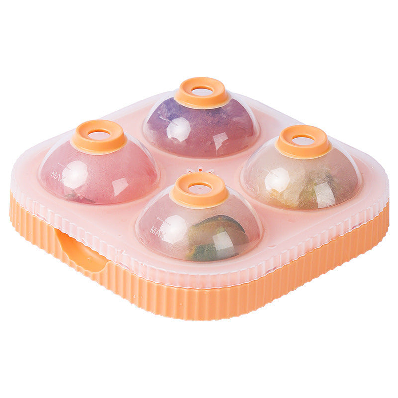 Large Whiskey Ice Hockey Maker Mold Round 4 Grids Home Commercial Silicone Ice Cube Ice Box Food Grade